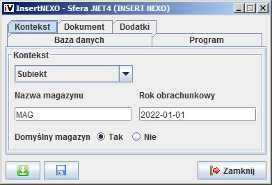 Konfiguracja modułu Insert NEXO - Sfera .NET8